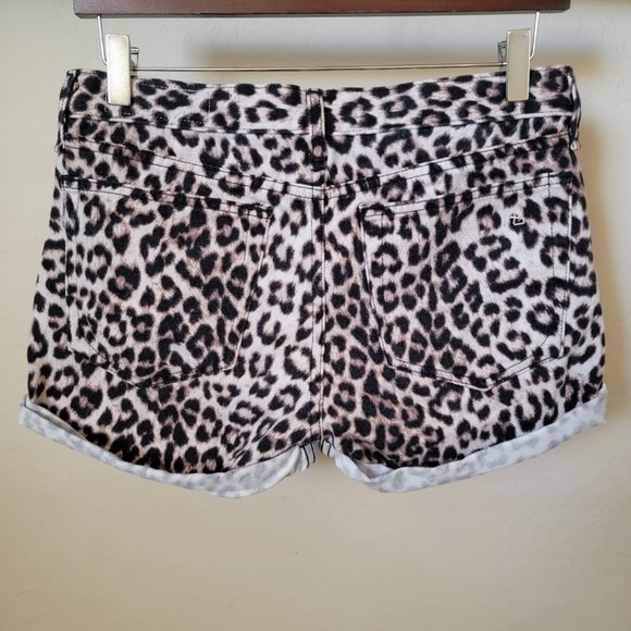Rag & Bone Rolled Cuff Snow Leopard Print Jean Shorts - Picture 7 of 16